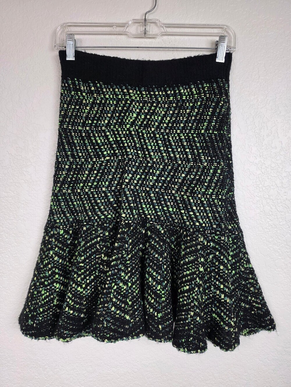 Anthropologie Moth Black Green Knit Flared Whimsigoth Skirt